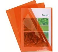Etui carton de 100 pochettes coin PVC lisse haute résistance 13/100e - A4 - Orange