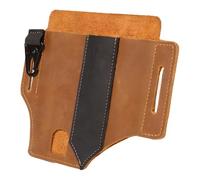 Pochette Multitool en Cuir, Organisateur EDC de Ceinture à 3 Compartiments, 15,7 x 15,5 cm, Holster de Taille pour Port d’Outils, avec Passant de Ceinture et Clip, Cuir Pleine Fleur Marron