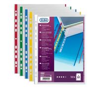 Oxford Pochettes transparentes perforées bord couleur A4 - PP 9/100e incolore - Boîte de 100