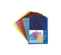 Viquel Pochettes perforées A4 polypropylène lisse 5/100e transparentes colorées – Boîte de 50