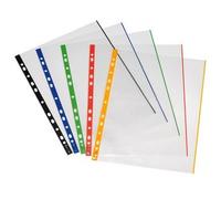 Pochette perforée, A4, transparent, bord coloré