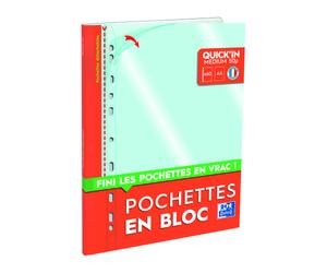 Pochette perforée Quick'in Oxford A4 polypropylène 5/100e - Bloc de 60