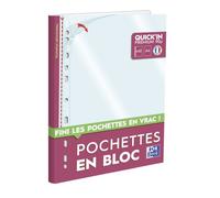 Pochette perforée Quick'in OXFORD A4 polypropylène 9/100e - Boîte de 40