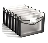 Pochette Plastique A4, 6 Pcs Enveloppe Transparente Chemise à Bouton Pression Polypropylène Porte-Document Extensible Fichier