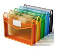 Pochette plastique A4 extensible - lot de 5 - 33 x 25 x 5 cm - bouton pression, transparente multi-couleur