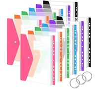 Pochette Plastique A4, Vakki Pochettes Porte-Documents avec Rabat, Pochette Perforee Transparente Couleurs, Classeur Pochette Lot de 12