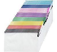 Pochette Plastique A4 Zippée Transparente 24 Pochettes 8 Couleurs | Pochette A4 en PVC résistant, imperméable. Fermeture éclair durable, semi-transparente. Idéale pour documents, bureau, école