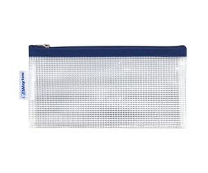 Pochette Plastique Transparente Sans Pvc Pour Documents Et Matériel 22 X 11 Cm Fermeture Éclair Zip Bleu