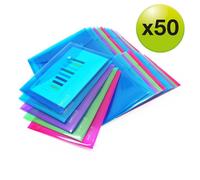 Pochette porte-documents - RAPESCO - 1499 - Lot de 50 - A5 - Couleurs vives transparentes