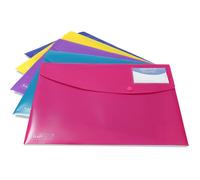 Rapesco 0701 ECO Pochette à Bouton Pression ID, A4, Lot de 5 | Matériau Recy ouleurs Solides Assorties