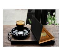 Pochette pour additions WOOD, en cuir et bois, noir