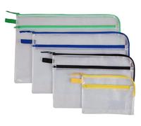 Pochette pour petits objets en PVC renforcé de nylon avec poche supplémentaire en 5 tailles, format A5, fermeture éclair jaune, unité d'emballage : 1 P/5