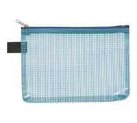 Pochette pour petits objets FolderSys, DIN A6, fermeture éclair bleue, sac bleu transparent, (H x L) 128 x 183 mm