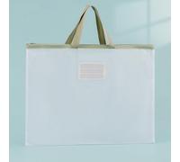 Pochette transparente en plastique avec fermeture éclair - Format A3 - Vert | Pochette en maille renforcée avec poignée en grille pour bureau, présentation, affiche, plan de rangement