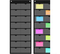 Pochette transparente en PVC 16 poches pour cartes d'index, conçue pour un montage mural vertical pour maximiser l'efficacité de l'espace dans les bureaux et les environnements d'apprentissage