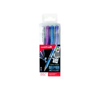 Pochette uniball signo roller encre gel ecriture large broad creatif or / argent / blanc / bronze 4 unites