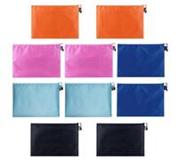 Pochette Zippée A5 - 10 Pièces Document Dossier PVC Imperméable Coloré - Sac de Rangement, Pencil Box, Trousse de Toilette - 5 Couleurs