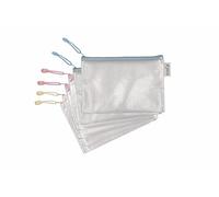 Pochette zippée A5 - Couleurs pastel - 6 Pcs, renforcée Transparentes, Document Dossier, Zip, Pochette à Fermeture, Mesh Zipper Voyage, petits objets, documents, 3 Couleurs, 509000
