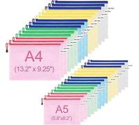 Pochettes à documents avec fermeture à glissière, formats A4 et A5, 30 pièces, en plastique