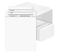 Pochettes Autocollantes pour Livres et Cartes de Bibliothèque avec Poches et 100 Fiches Double Face Assorties, 200 Pièces au Total