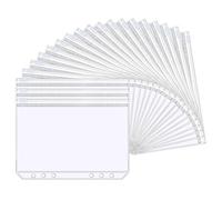 Pochettes Classeur A5,20 PCS Pochettes Plastique A6 Enveloppe Budget Perforée 6 Trous avec Fermeture Éclair Transparente et Imperméable pour Documents Cartes Photos et Argent Liquide