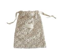 Pochettes cosmétiques en filet transparent avec détails en dentelle et motif marguerites avec cordon de serrage, organiseurs de rangement compacts en dentelle pour essentiels, a, S