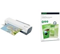 Pochettes de Plastification à Chaud UDT 80 Microns A4 Brillant Transparent + Plastifieuse Leitz iLAM Home - Plastifieuse A4 pour la Maison, Préchauffage Rapide en 3 Minutes, 74310001