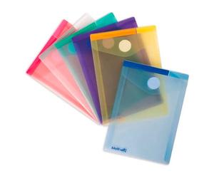 Pochettes de rangement à scratch Djois by Tarifold Color Collection A6 portrait - Coloris assortis - Lot de 6