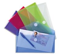 Pochettes de rangement à scratch Exacompta 25 x 13,5 cm couleurs assorties - Paquet de 5