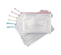 Pochettes de rangement à zip A4 Zipper Djois by Tarifold - Coloris assortis pastel - Lot de 6