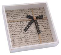 Pochettes en bois et en tissu, dimensions 24x24x5 cm (lot de 5)