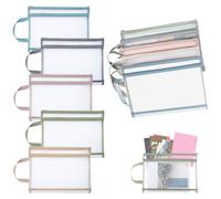 Pochettes en filet de format A4, 10 pièces, avec 10 poches zippées en mesh à double couche