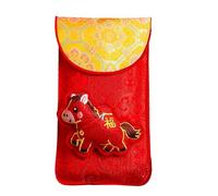 Pochettes en soie ornées de broderies pour le Nouvel An - Manches traditionnelles à fil rouge - Enveloppes élégantes pour cadeau de mariage, fiançailles, fête