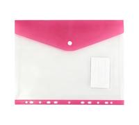 Pochettes extensibles perforées à 11 trous pour documents | Matériau PP durable et imperméable avec fermeture à bouton-pression, conçu pour le classement des étudiants Rose rouge