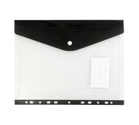 Pochettes extensibles, protège-documents en PP imperméable, 11 trous | Matériau plastique épais durable, design imperméable, idéal pour le rangement à l'école et au bureau Noir
