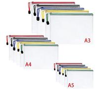 Pochettes imperméables à fermeture éclair pour blocs-notes A3, A4 et A5, lot de 15, pochette en filet plastique, porte-monnaie et portefeuille.