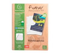 Pochettes perforées Exacompta Forever A4 polypropylène recy rainé 6/100e - Boite de 100