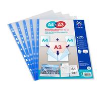 Pochettes perforées Viquel Double A4/A3 polypropylène lisse 8/100 - sachet de 25