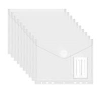 Pochettes Plastique A5 Transparentes 23x18cm, Lot de 10 Pochette Classeur A5 Imperméable avec Fermeture à Pression et Étiquette Idéal pour Bureau, École et Voyage (7 Perforée)