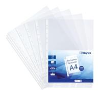 Pochettes plastiques perforées A4 transparentes lisses 50 microns 11 trous lot 500 pour classeur et archivage