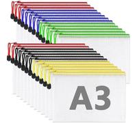 Pochettes plastiques pour documents A3, lot de 25, imperméables, colorées, avec fente, pour papier et fournitures de bureau