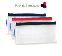 Pochettes plastiques - WAYTEX - Lot de 3 - 22 x 11 cm - Sans PVC - Fermeture éclair colorée