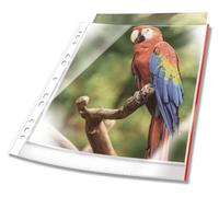 Pochettes pour brochures, format A4, transparentes, avec bord coloré, 100 pièces, couleur rouge
