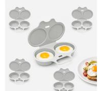 Pocheuse 2 Cavités avec Couvercle, Cuit-Œuf Micro-Ondes, Cuiseur à Œufs | Double Compartiment pour Préparer 2 Œufs à la Fois, Format Compact avec Poignée Intégrée pour le Petit-Déjeuner.