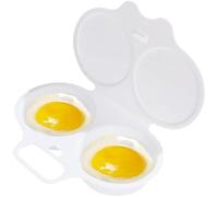 Pocheuse à œufs blancs en plastique, 2 cavités antiadhésive avec couvercle, pocheuse à œufs pochés au micro-ondes, coquetiers pochés pour égoutter les œufs pochés, ustensiles de cuisine