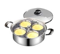 Pocheuse à œufs en acier inoxydable, antiadhésive, 4 tasses, poêle vapeur de 25,4 cm, ustensile de cuisine durable résistant à la rouille avec couvercle, cuiseur à brunch, fournitures de cuisine pour