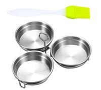 Pocheuse à œufs en acier inoxydable, ensemble de cuisine robuste de 3 pièces, tasses de petit-déjeuner de 10,2 cm avec finition antiadhésive, moule de cuisine de qualité supérieure avec outil de