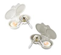 Pocheuse à œufs Micro-Ondes, Cuit oeuf Micro Onde B 2P | Pocheuse Micro-Ondes à 2 Cavités avec Pince à Embouts en Silicone, pour Tartines, Salades, Brunchs et Repas Rapides