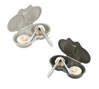 Pocheuse à œufs Micro-Ondes, Cuit oeuf Micro Onde, #B+#C 2P | Pocheuse Micro-Ondes à 2 Cavités avec Pince à Embouts en Silicone, pour Tartines, Salades, Brunchs et Repas Rapides