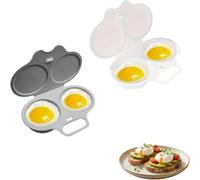 Pocheuses à œufs Micro-ondes, Cuiseur a œufs, Moule à Vapeur, Cuit Oeuf Micro Onde, Double Tasse avec Fermeture Cuit Oeufs, Antiadhésive Sans Huile, Oeuf Poché, Facile à Lave-vaiselle Pocher